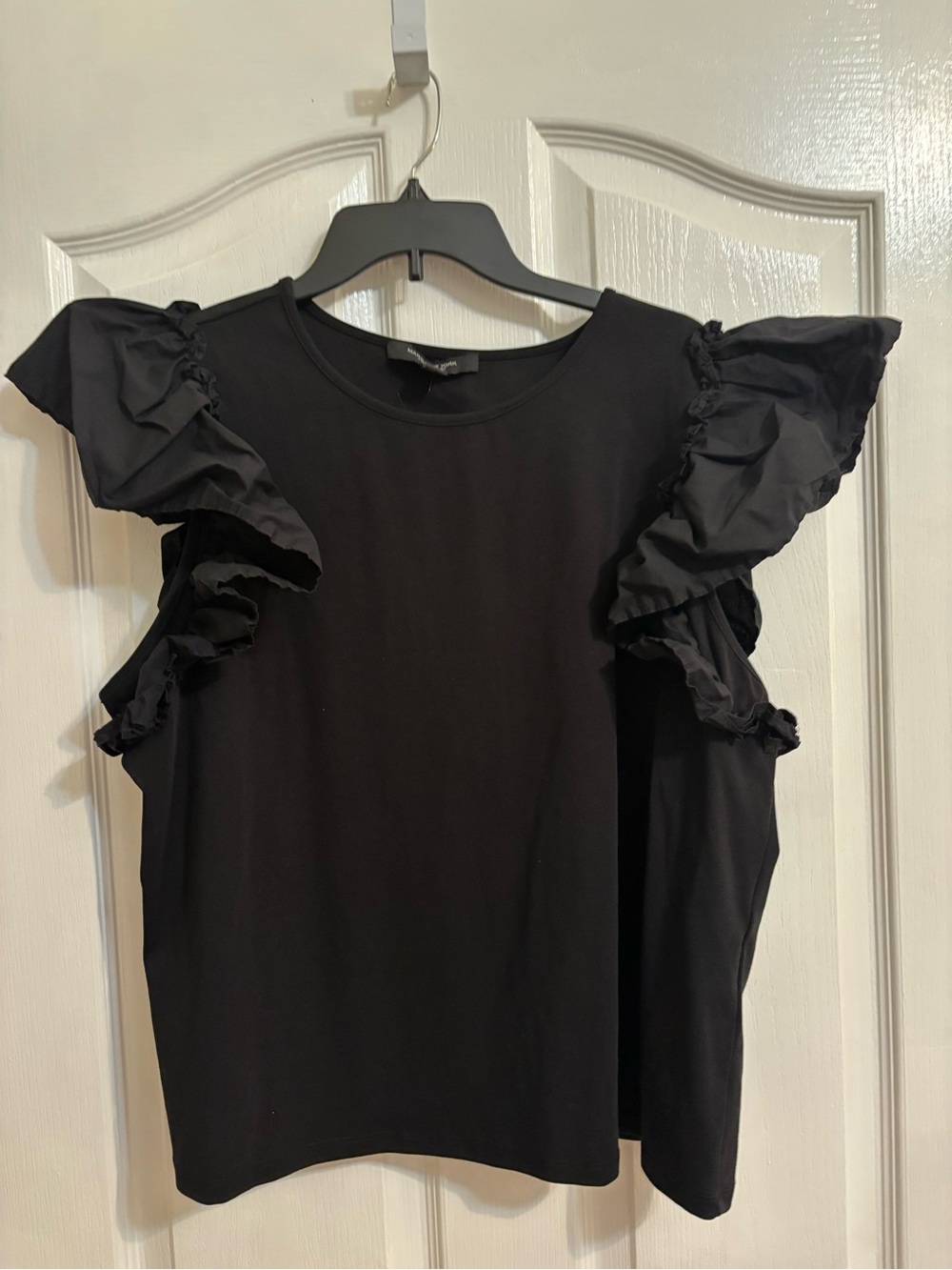 Marc New York Black Ruffle Sleeve Tee